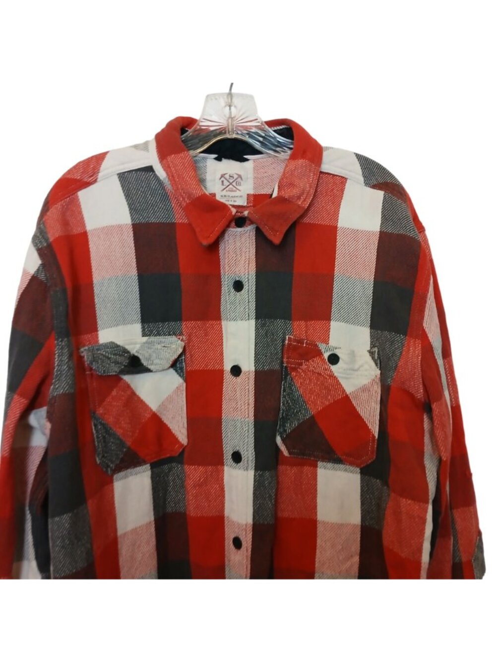 Levis Red & White Plaid Cotton Button-Up Shirt XX-Large Long Sleeve Chore #I-3 - Picture 8 of 10
